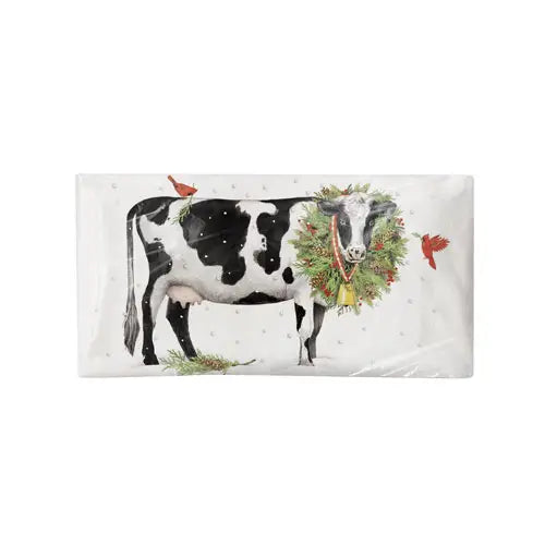 Winter Wreath Cow Bagged Towel