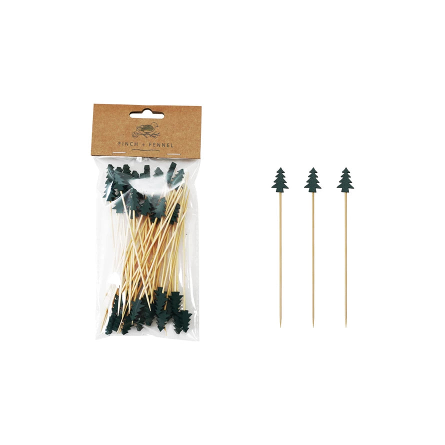 Tree Shaped Bamboo Skewers, Pack of 50