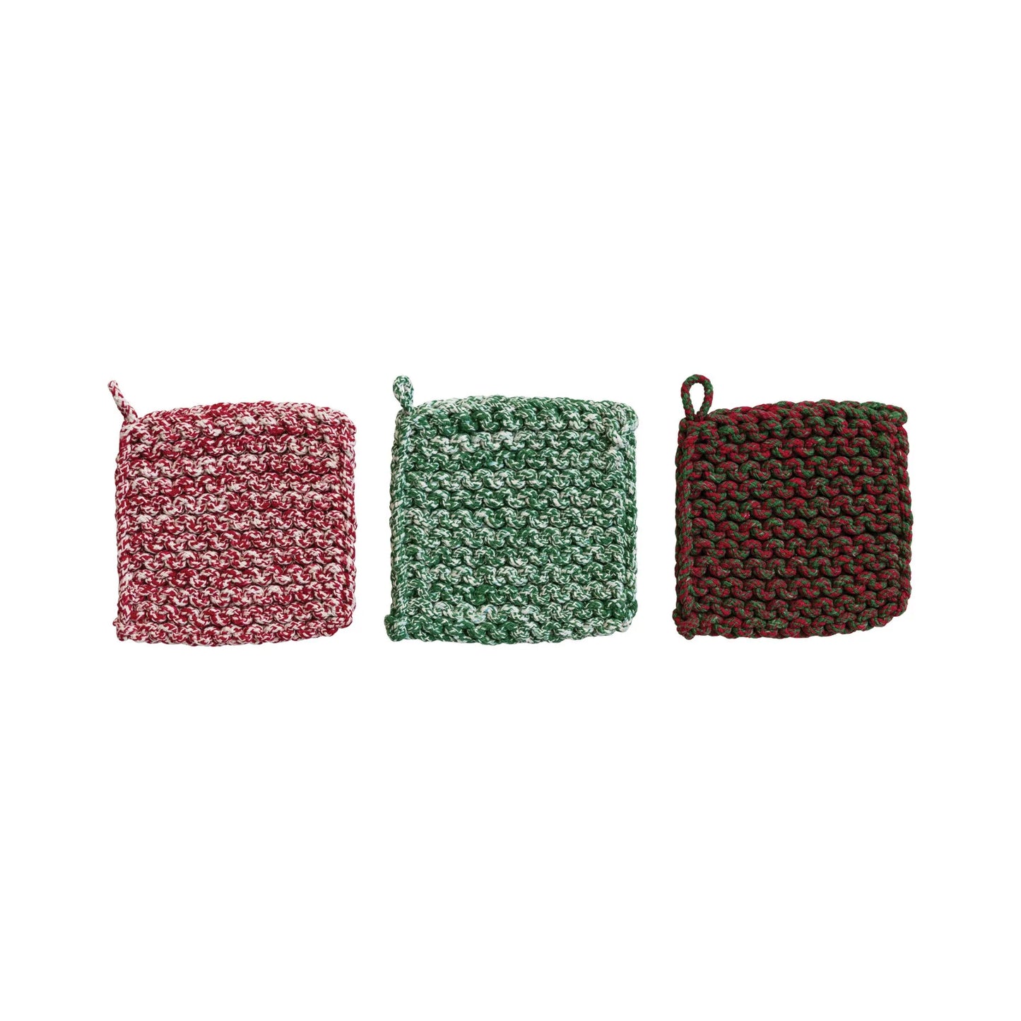 Melange Cotton Crochet Christmas Pot Holder