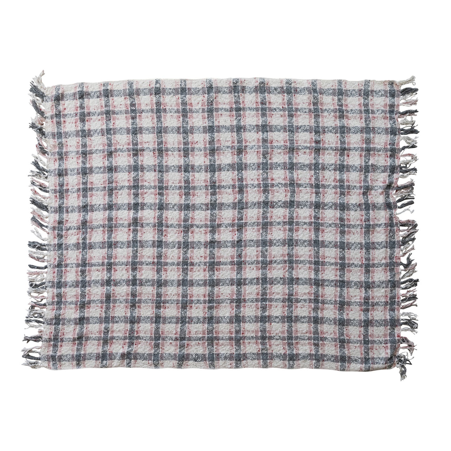 Handwoven Wool Blend Plaid Throw Blanket