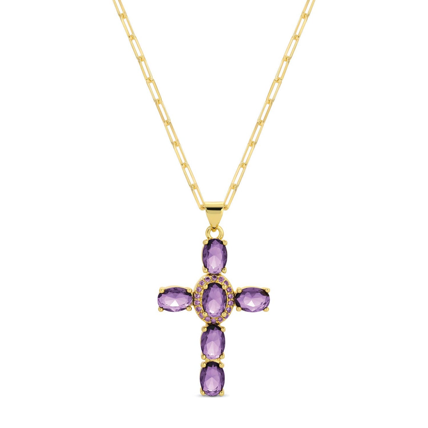 Purple Cross Necklace