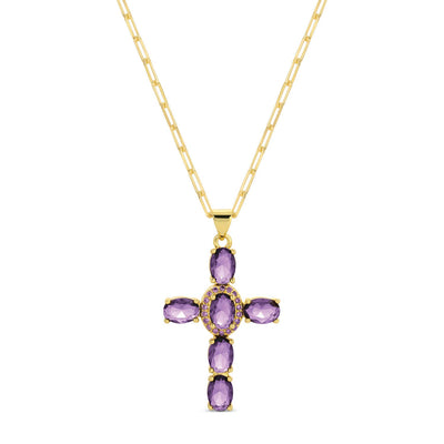 Purple Cross Necklace