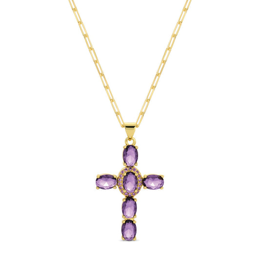 Purple Cross Necklace