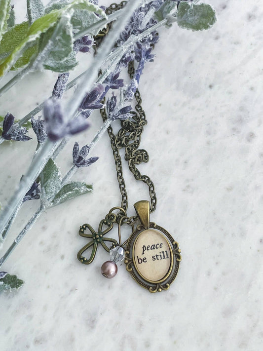 Peace Be Still Bible verse necklace Inspirational Jewelry