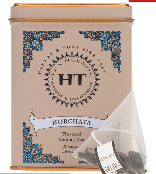 Harney and Sons Horchata flavored oolong tea tin with 20 tea sachets