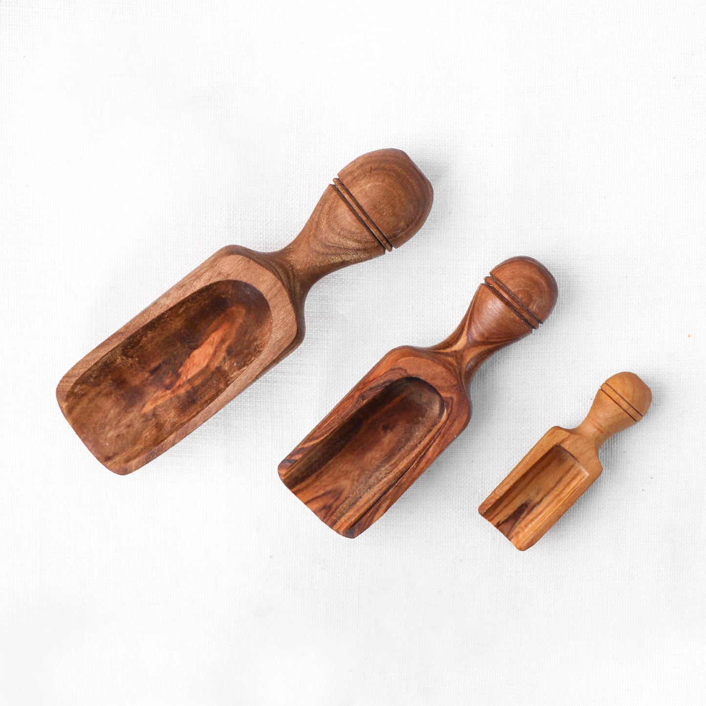 Olive Wood Scoop – Handmade Rustic Measuring Spoons: 12 cm (4.7")