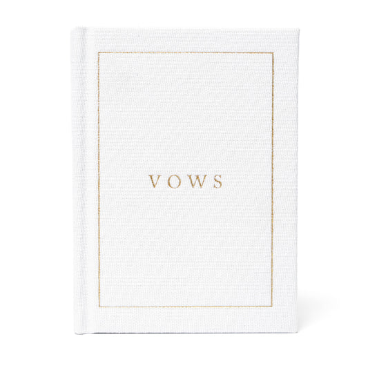 Wedding Vow Books - Wedding Keepsake Book w/Gold Foil Linen: Off-White