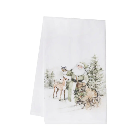Christmas Woodland Santa & Animals Kitchen Towel
