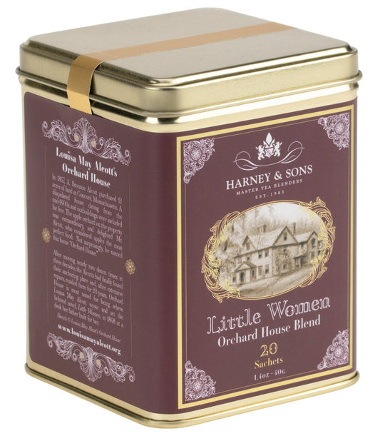 Little Women Orchard House green tea tin by Harney and Sons with 20 sachets