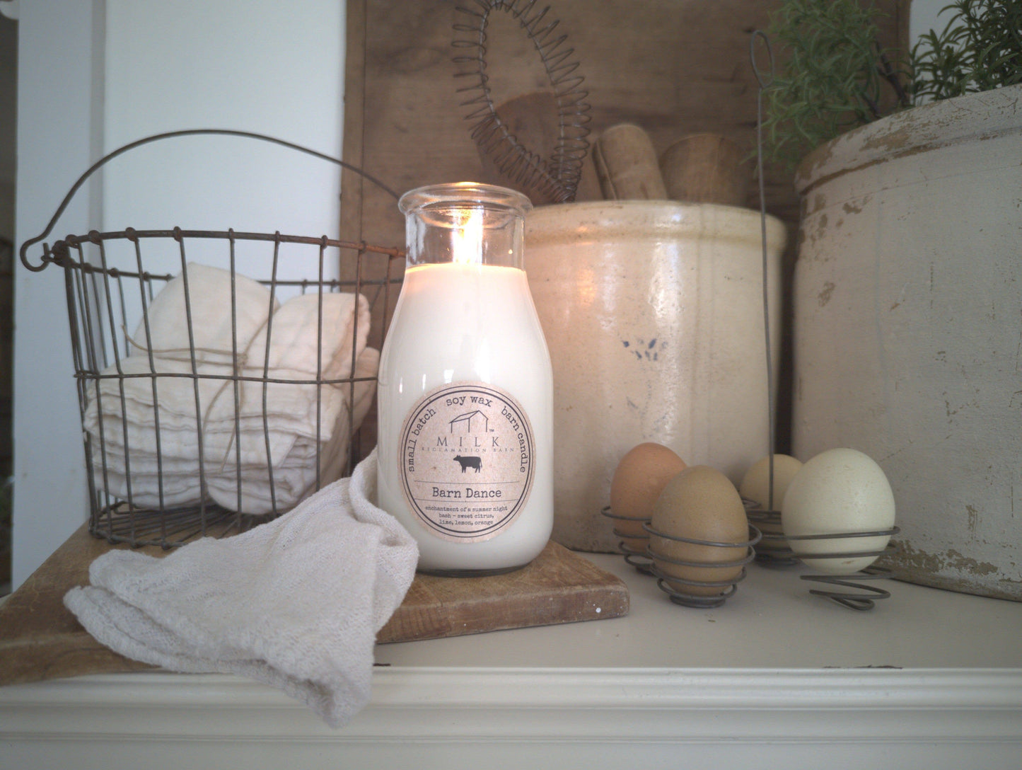 Milk Bottle Candle Heirloom Garden