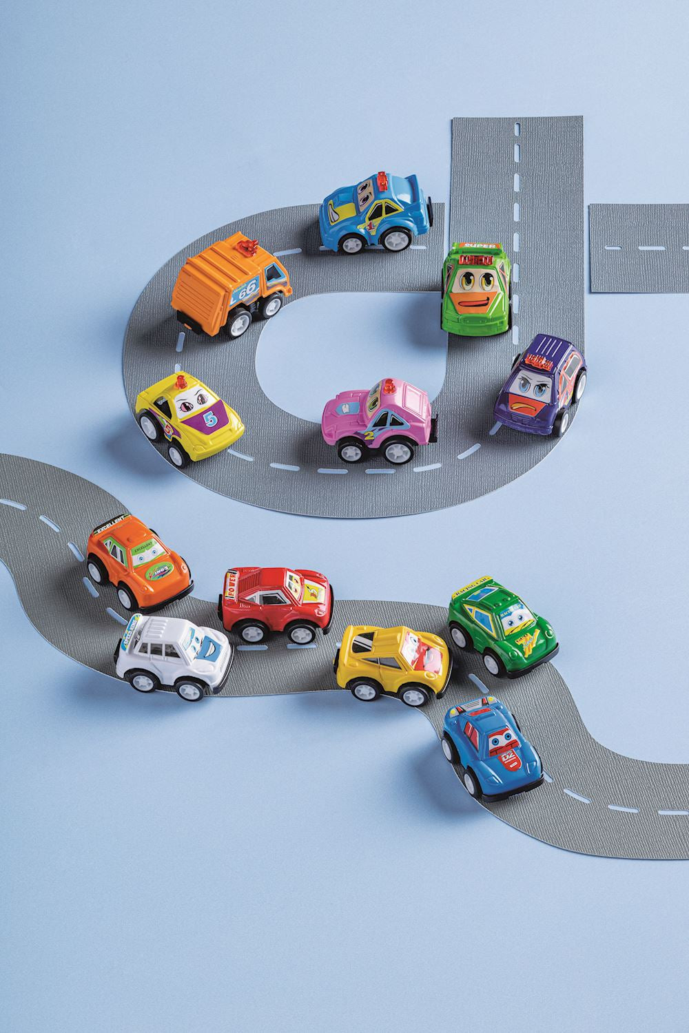 Mud Pie Race Car Rally pullback toy cars racing on a play road