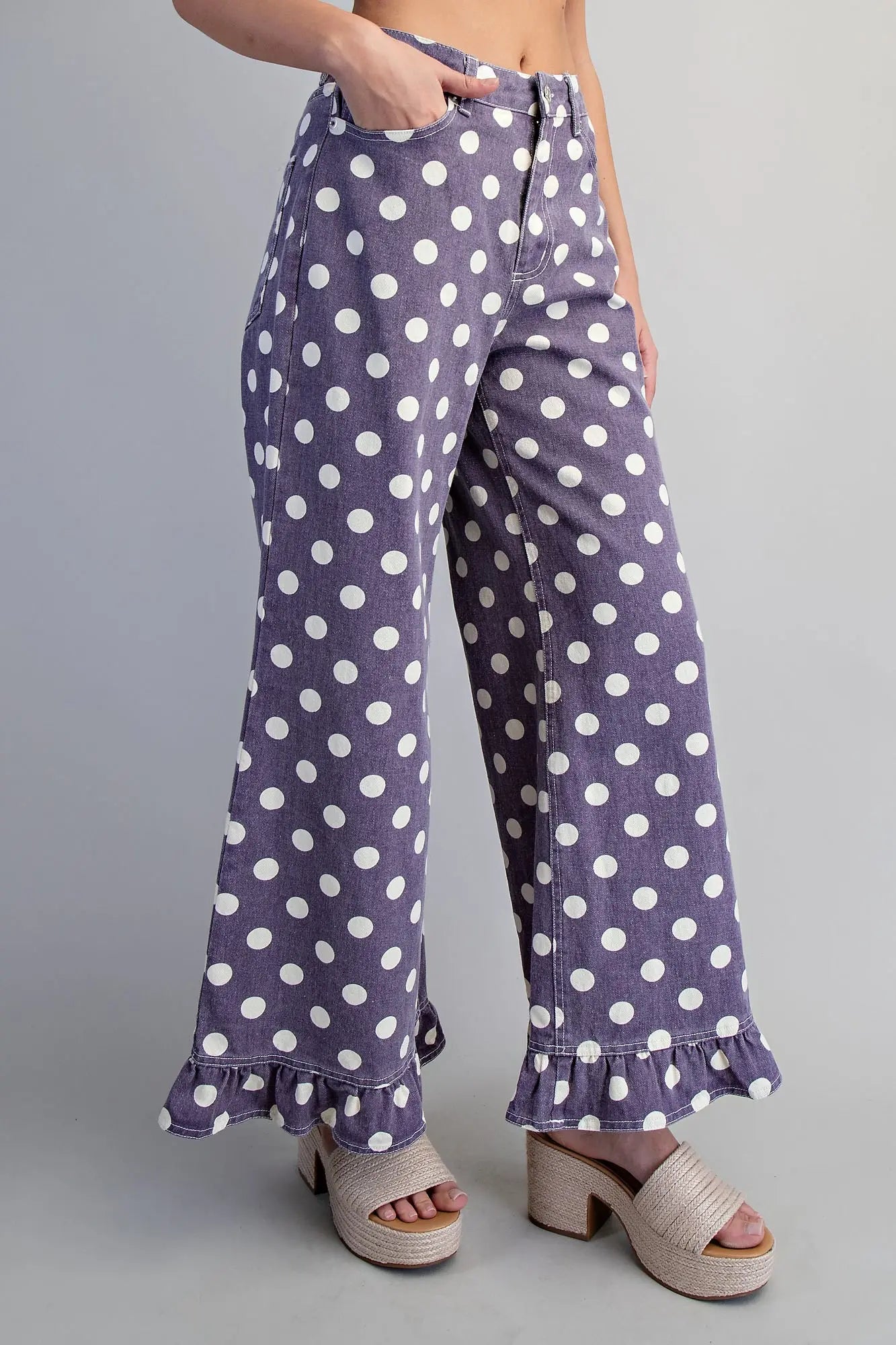 Whimsy Dot Ruffle Hem Pants