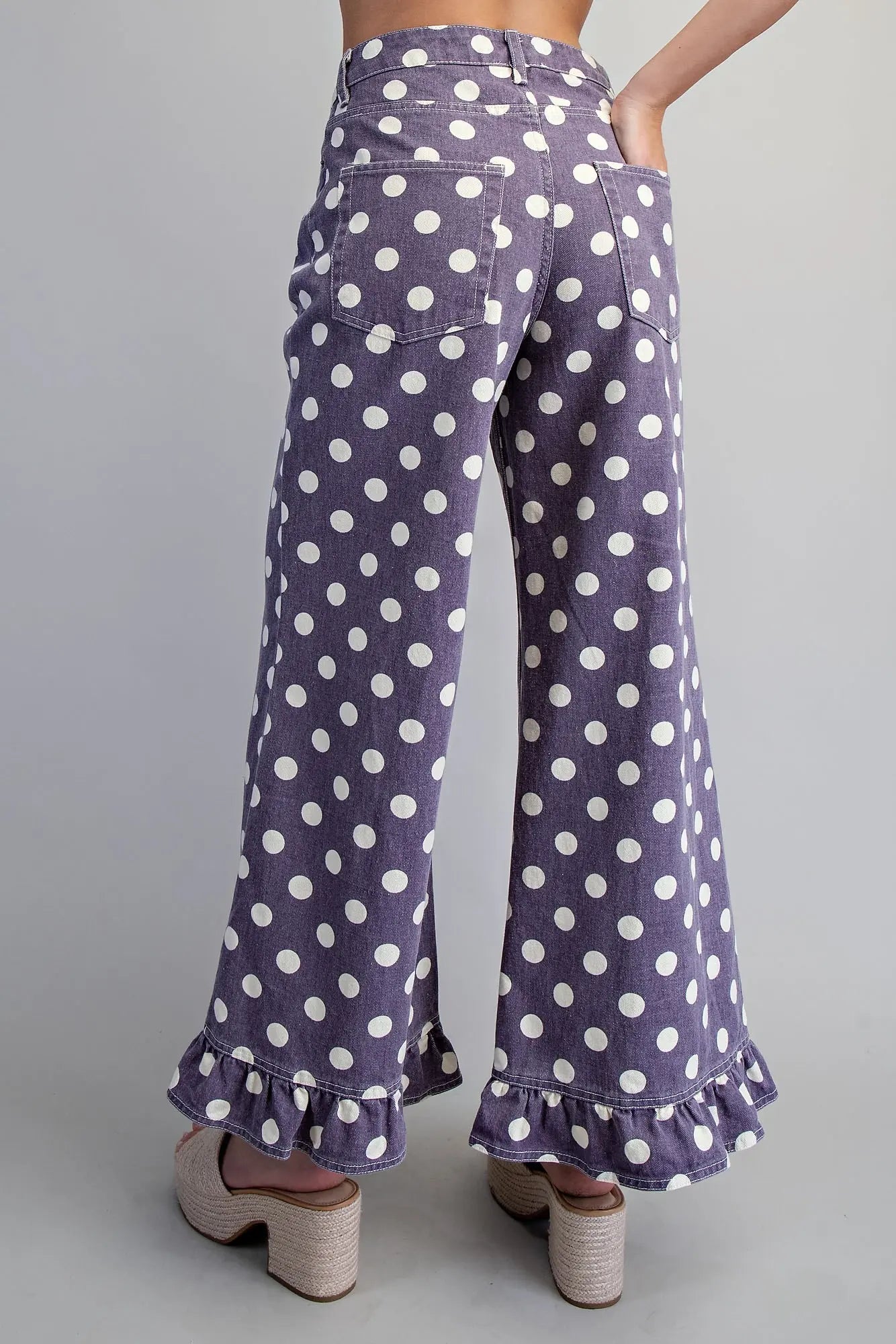 Whimsy Dot Ruffle Hem Pants