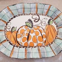 Fall Pumpkins Oval Tray