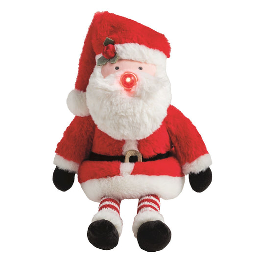 15 inch soft Santa Christmas plush with red LED light-up nose