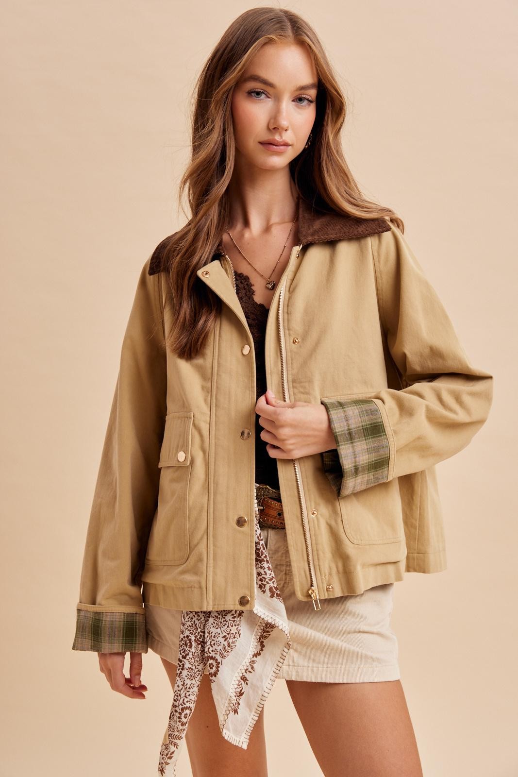 The Hadley Cotton Barn Jacket – Tartan Lined
