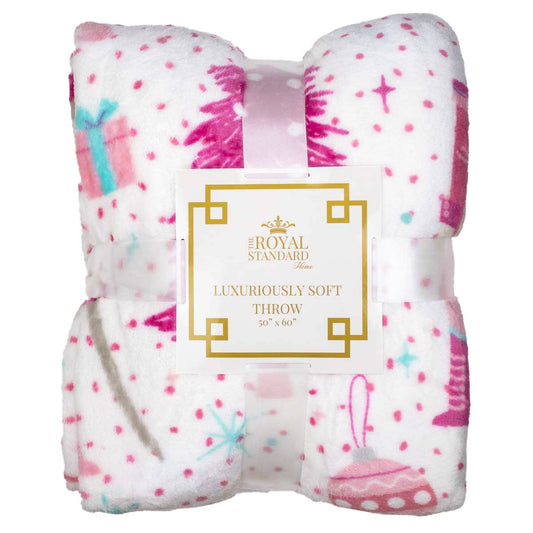 Nutcracker Dreams Throw   White/Pink   50x60