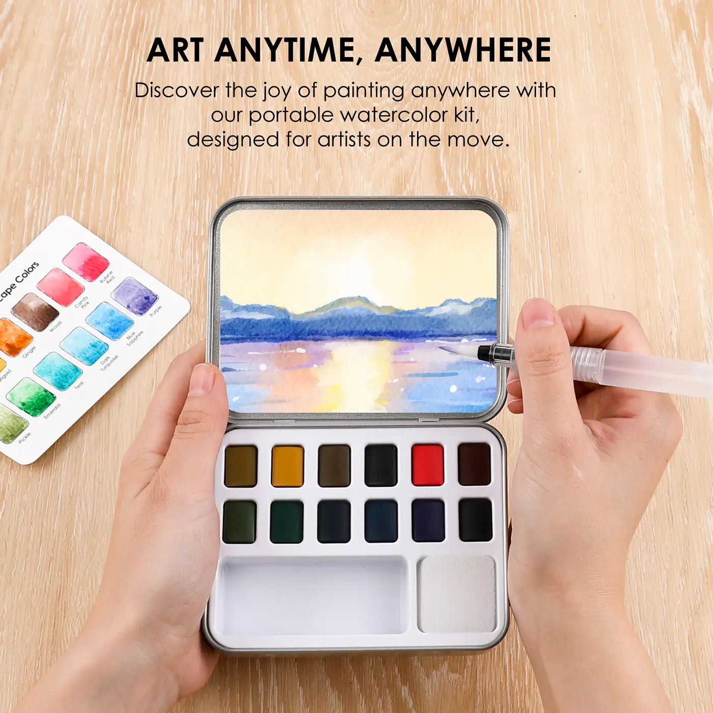 Watercolor Pocket Set of 12 with Brush - Landscape Colors