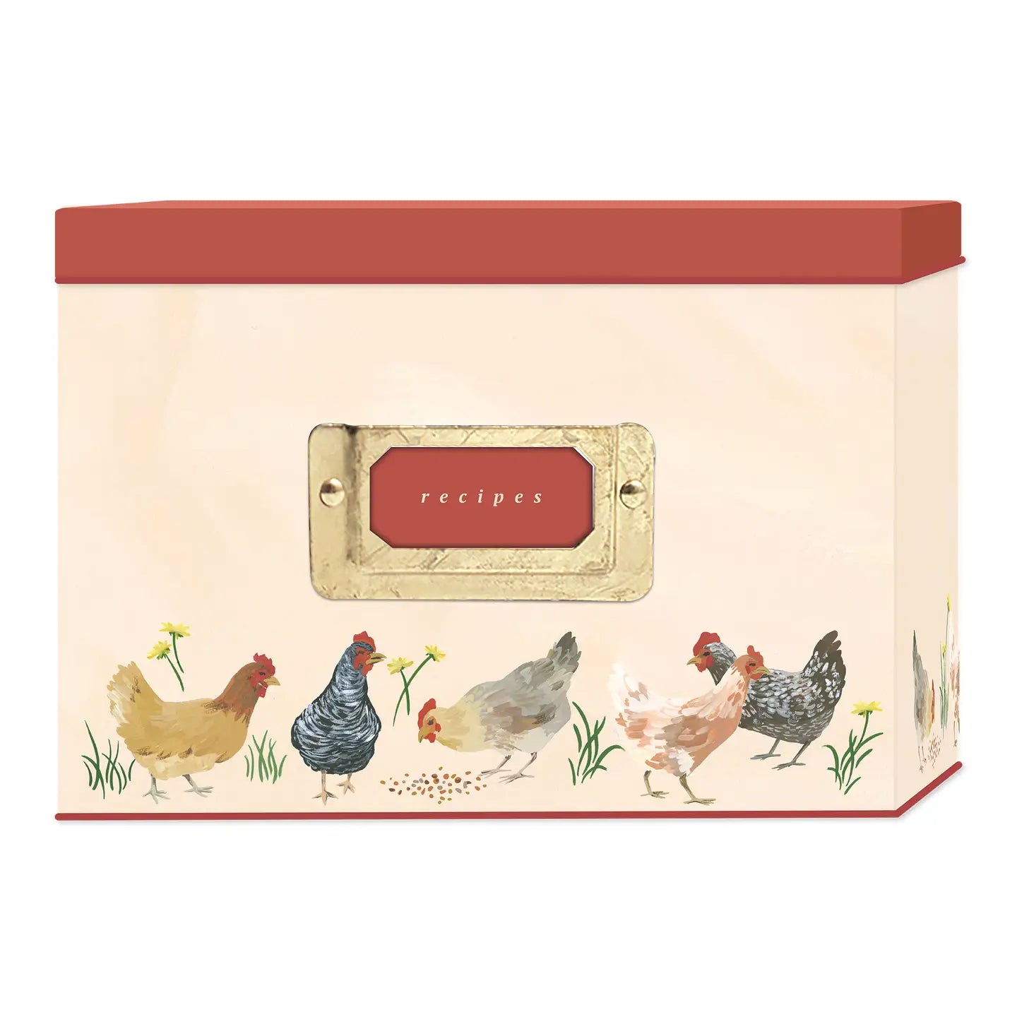 Chicken Meadows Tin Recipe Box