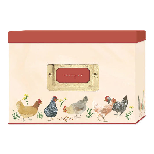 Chicken Meadows Tin Recipe Box