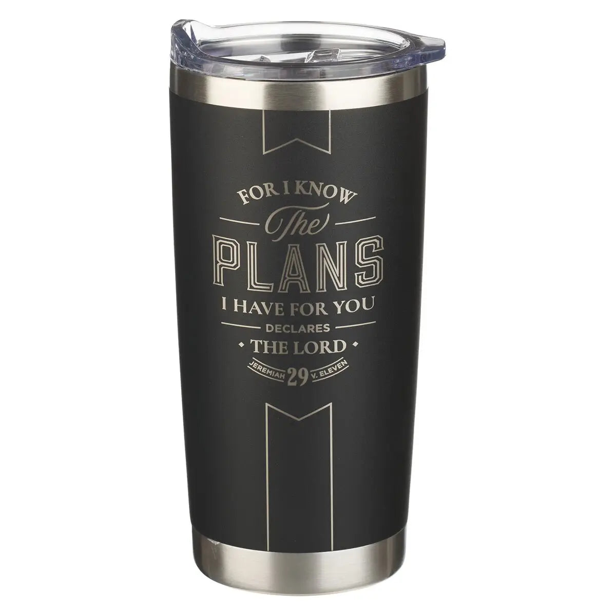 For I Know the Plans Black Travel Tumbler