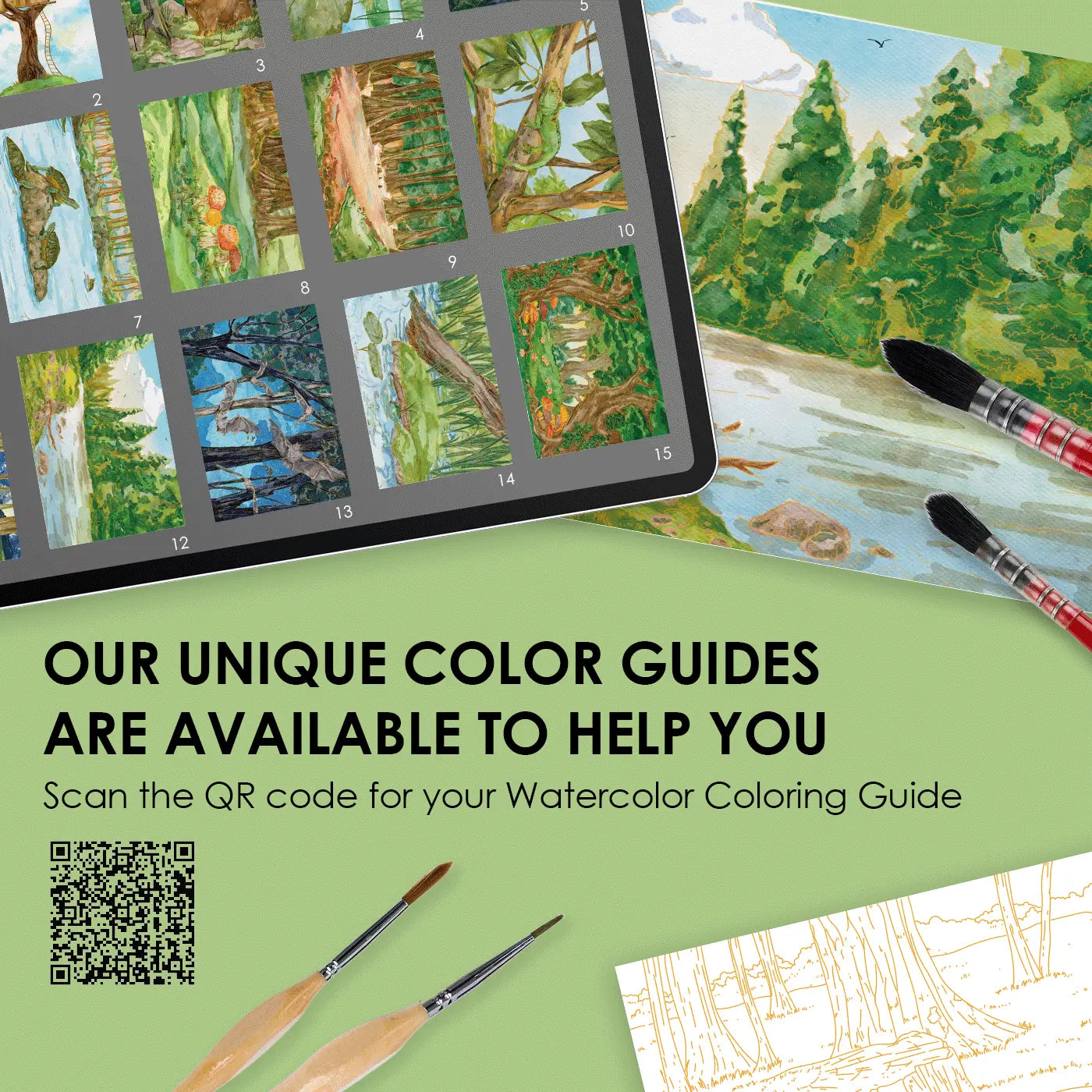 Forest Watercolor Coloring Book