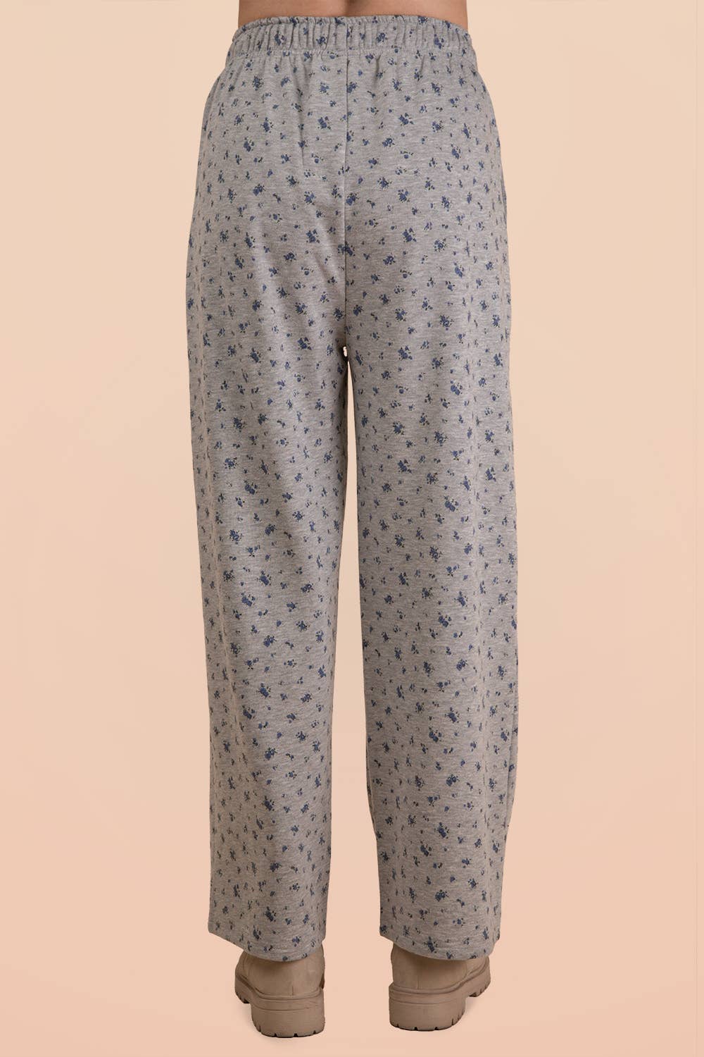 Blue Ditsy Floral Wide Leg Lounge Pants – Heather Gray