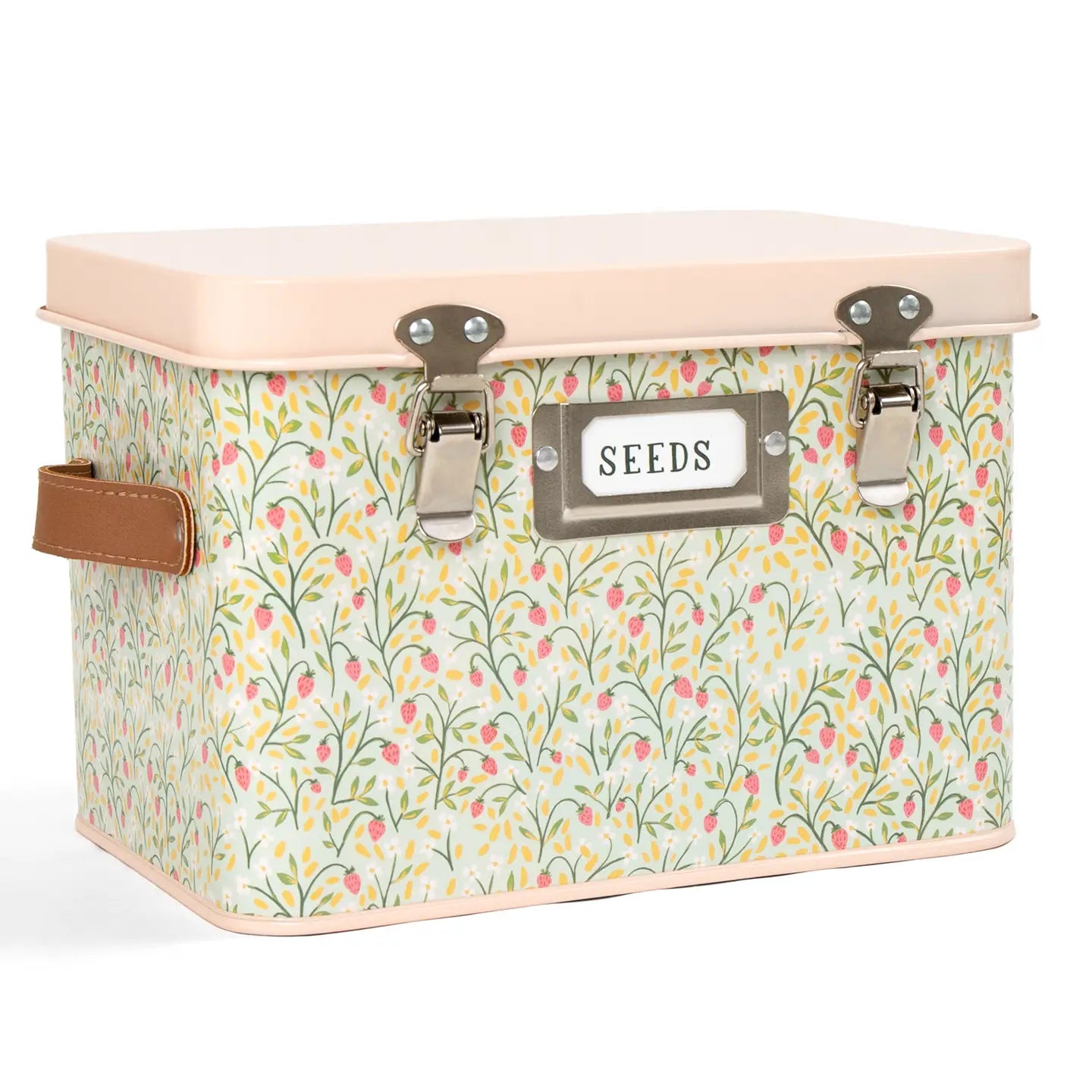 Strawberry Meadow Tin Seed Storage Box