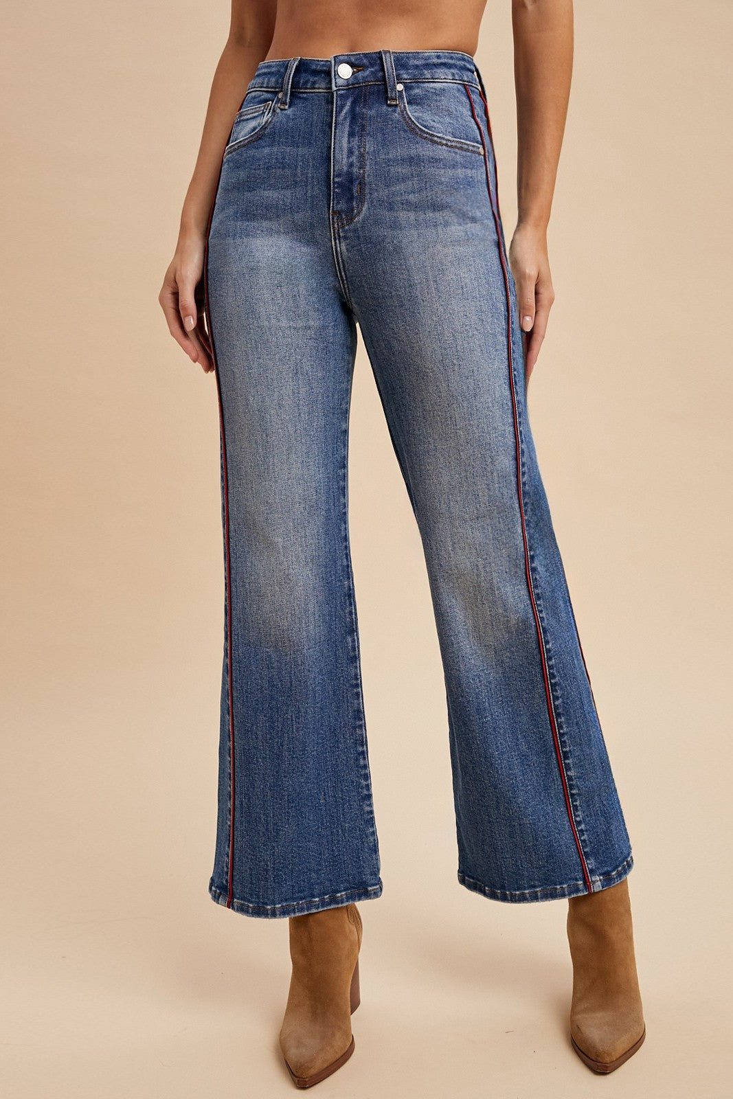 The Tatum Red Stripe Wide Leg Jeans