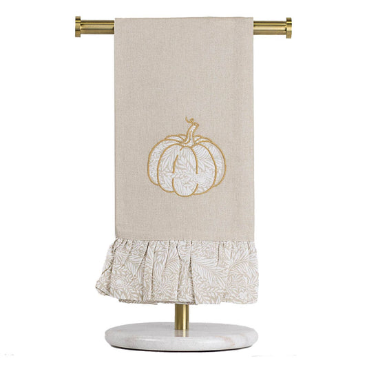 Dutton Pumpkin Ruffle Hand Towel   Oat/Light Gold/Soft White   20x28