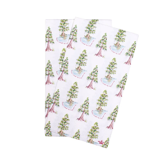Rockin' Around the Cypress Tree Guest Napkins   White/Multi   4.25x7.75