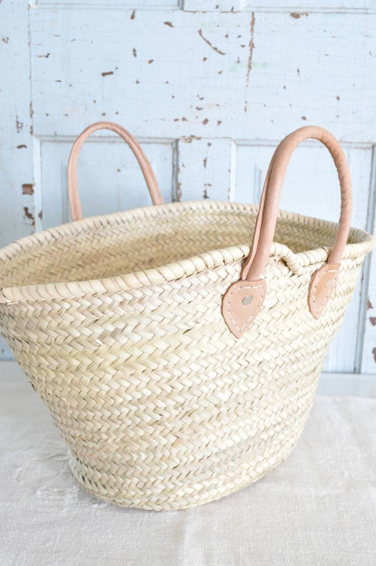 STRAW BAG Market Basket Double Handle Small