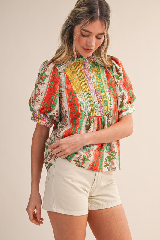 The Golden Meadow Pintuck Top