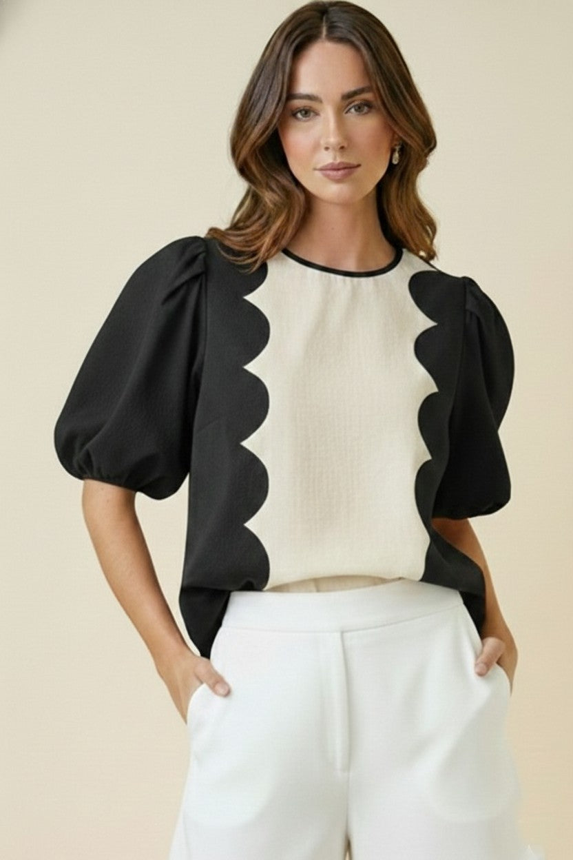 Ivory & Ink Scallop Blouse