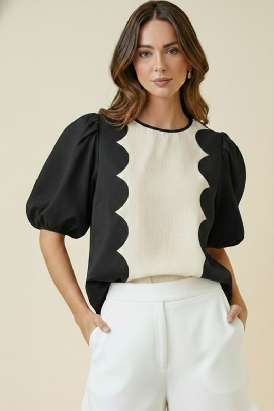 Ivory & Ink Scallop Blouse