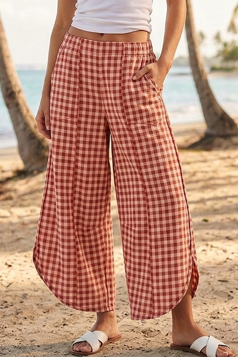 Moriah Gingham Tulip Leg Pants