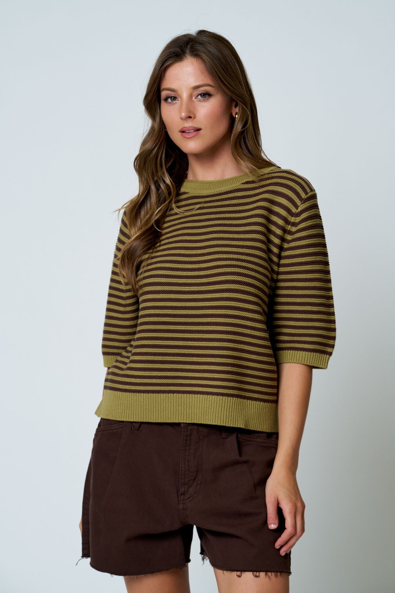 The Lydia Textured Stripe Cotton Sweater