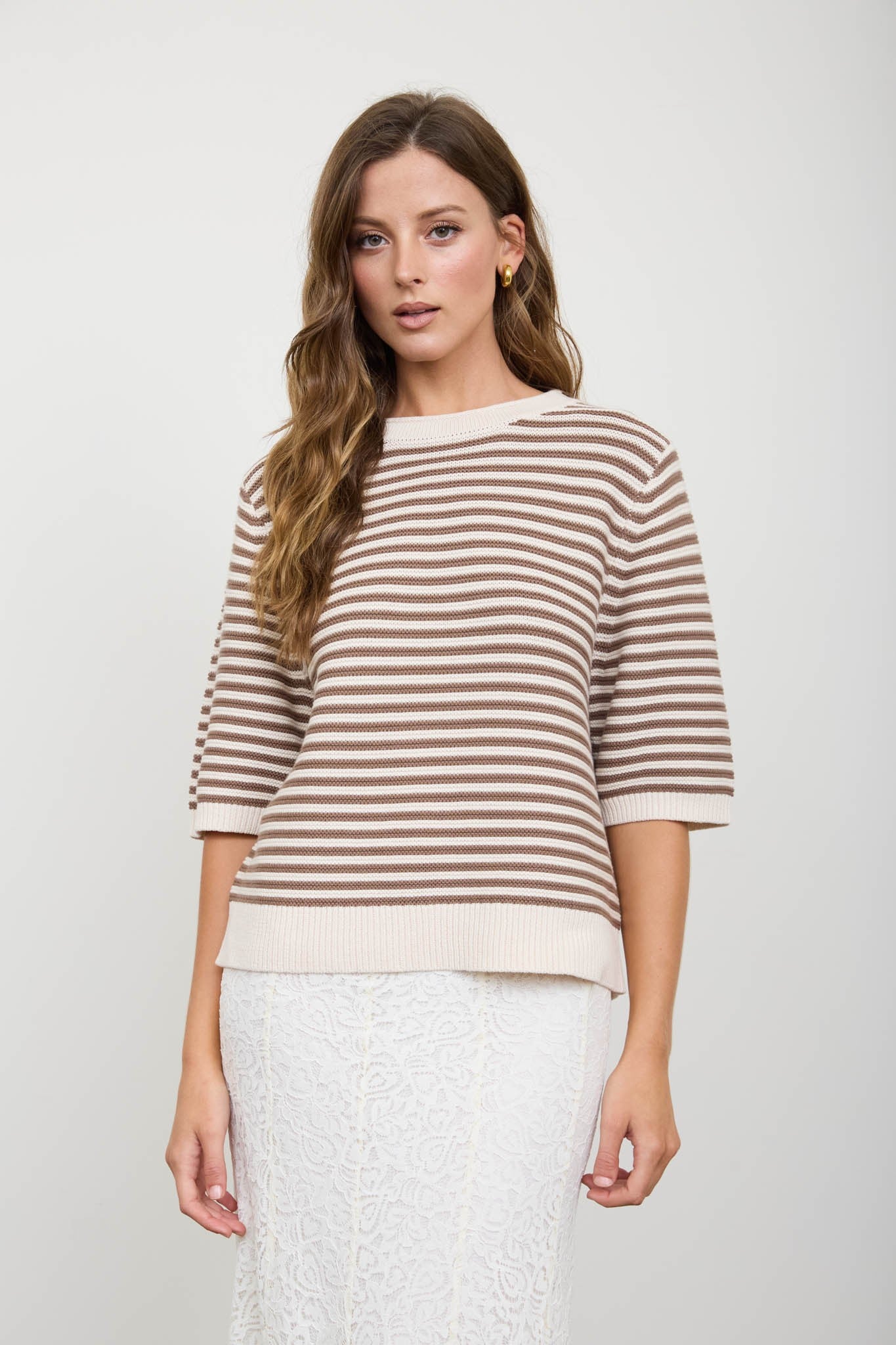 The Lydia Textured Stripe Cotton Sweater