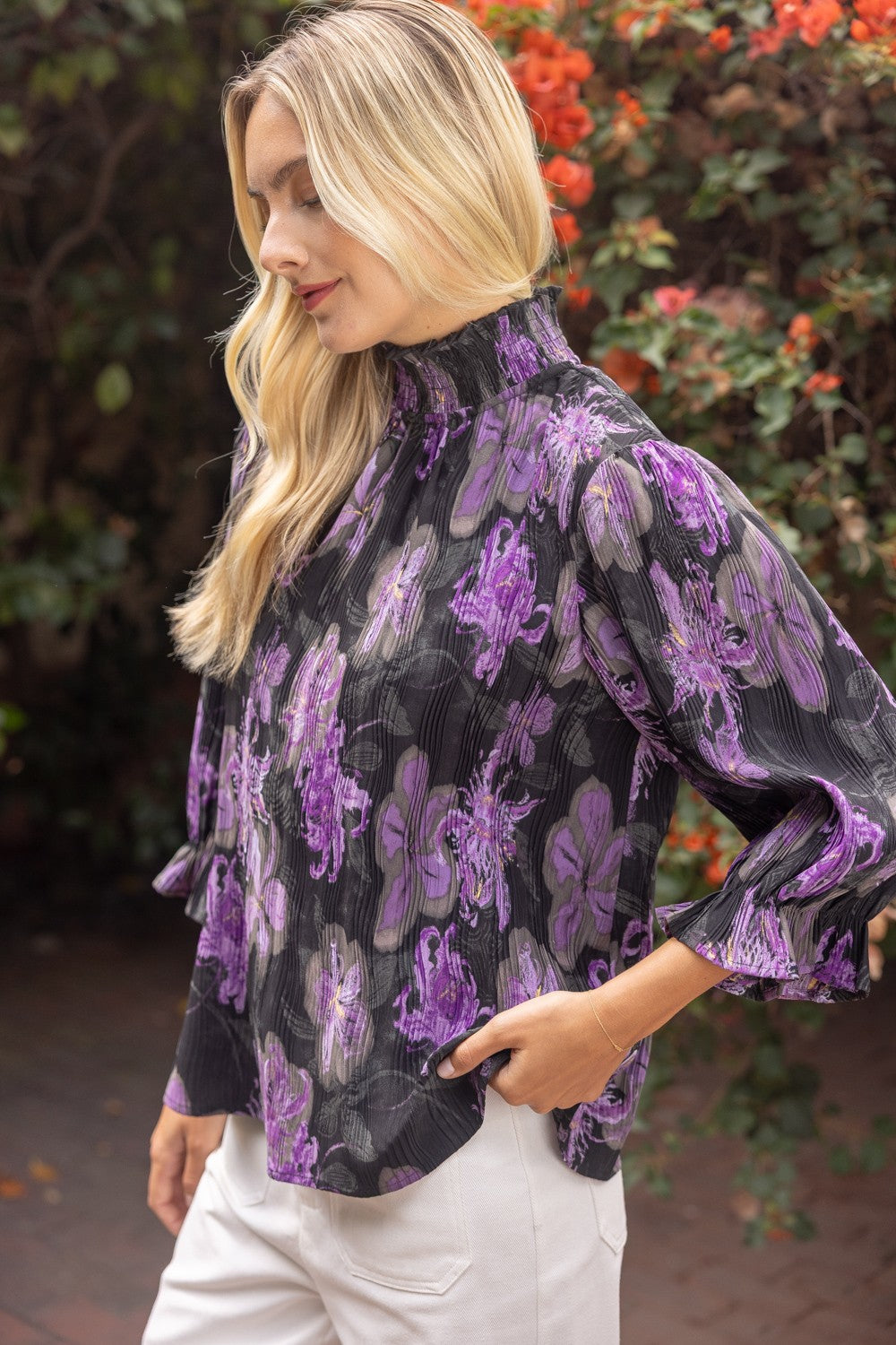 The Violet Hour Floral Smocked Blouse