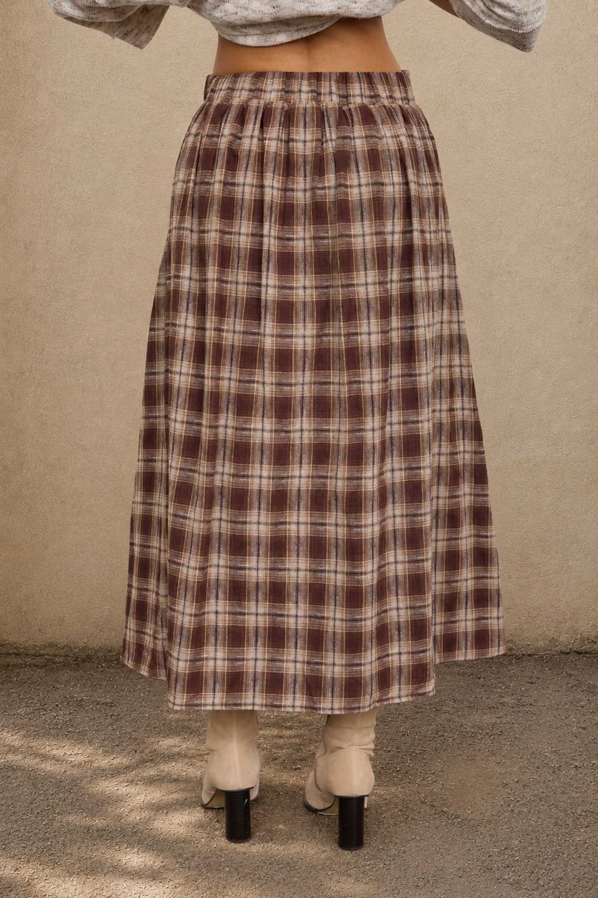 The Sutton Plaid Pleated Midi Skirt
