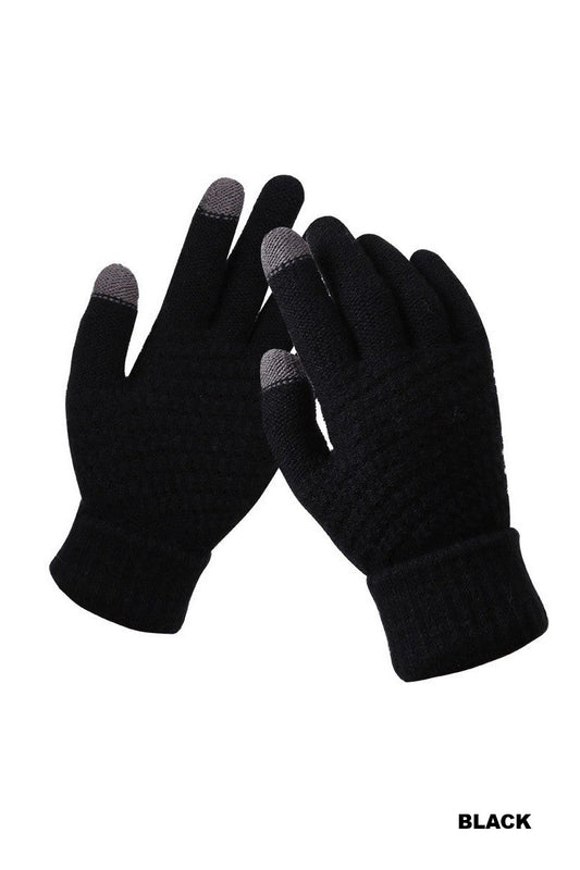 Women's Touchscreen Knit Winter Gloves | Pink & Black