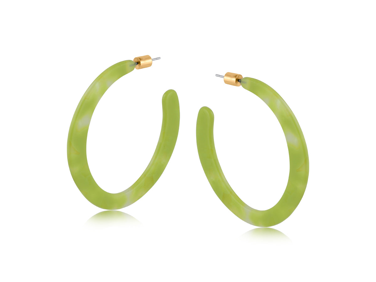 Oleandre Lime Resin Hoop Earrings