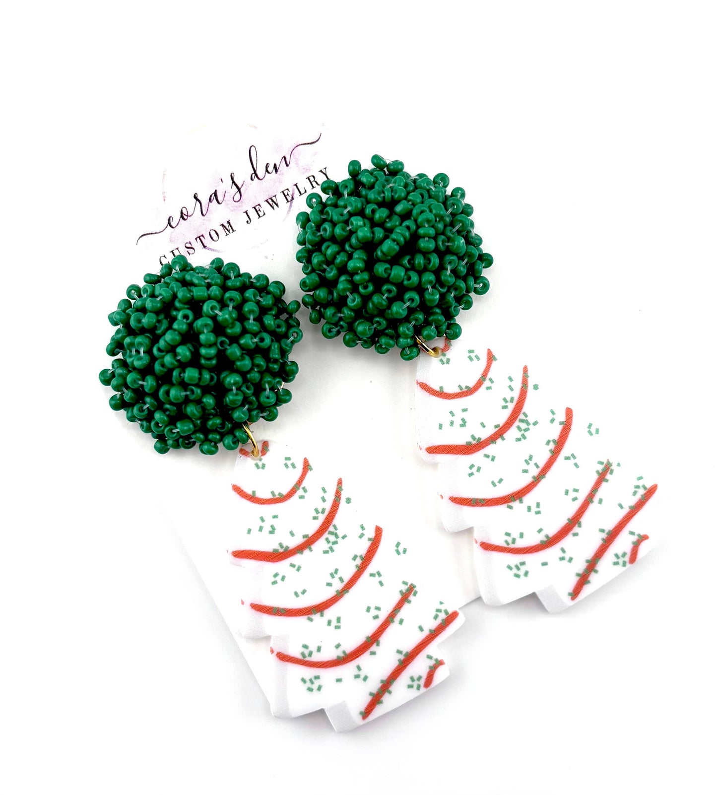 Christmas Snack Cake Tree Earrings 