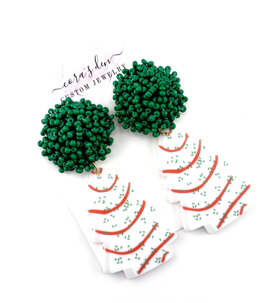 Christmas Snack Cake Tree Earrings 