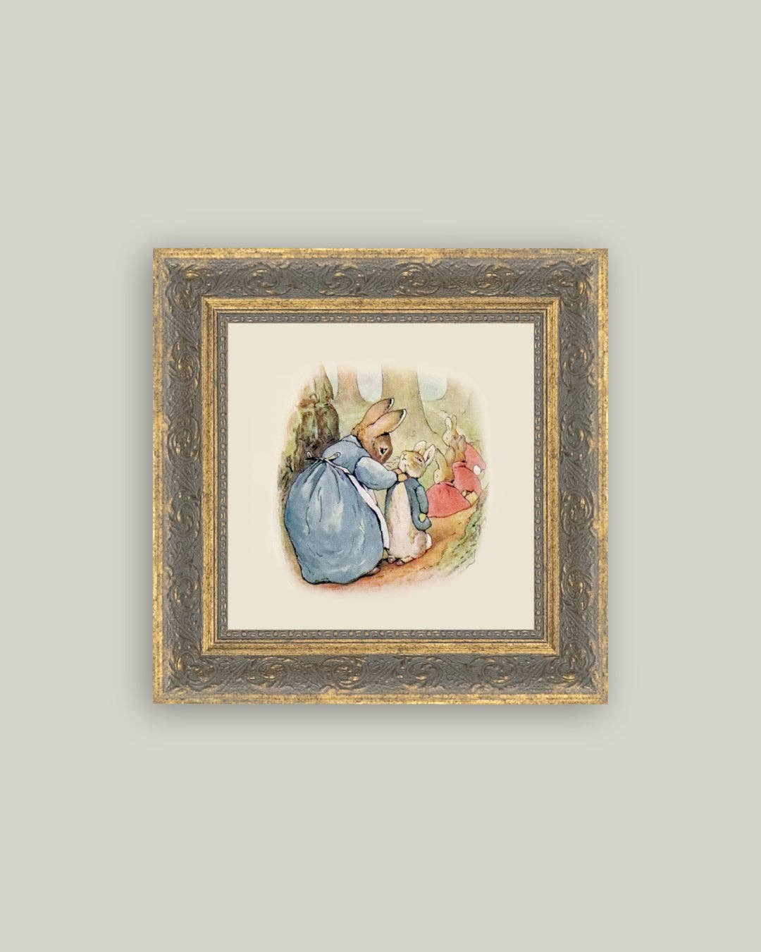 Peter Rabbit Framed Antique Art: 6x6