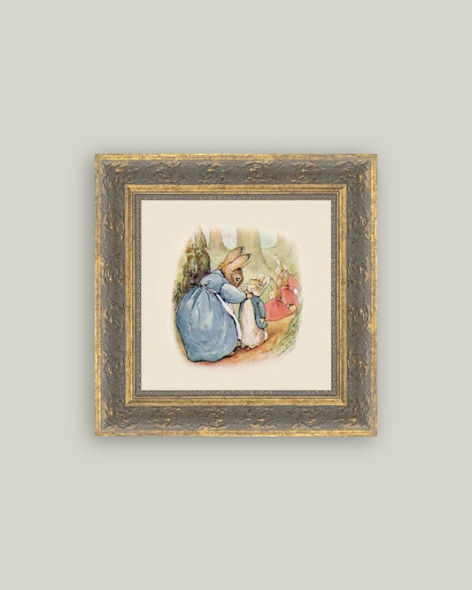 Peter Rabbit Framed Antique Art: 6x6