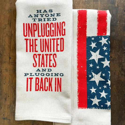 Unplugging The USA Tea Towel