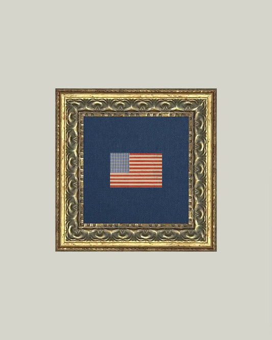 Gingham Flag Framed Antique Art: 6x6