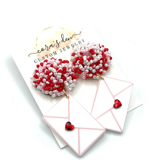 Valentines Envelope Heart Earrings