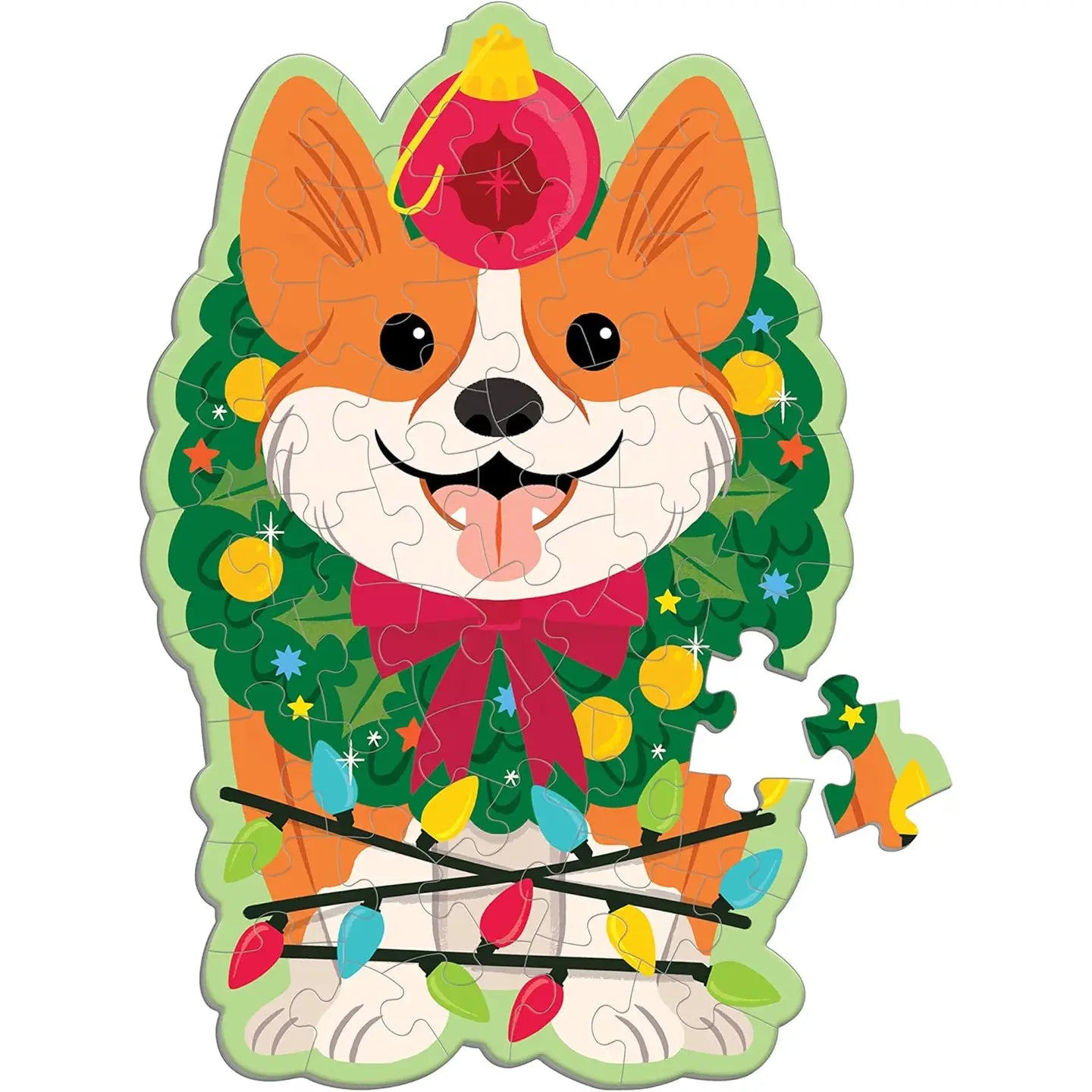 Christmas Corgi 48 Piece Scratch and Sniff Shaped Mini Puzzle